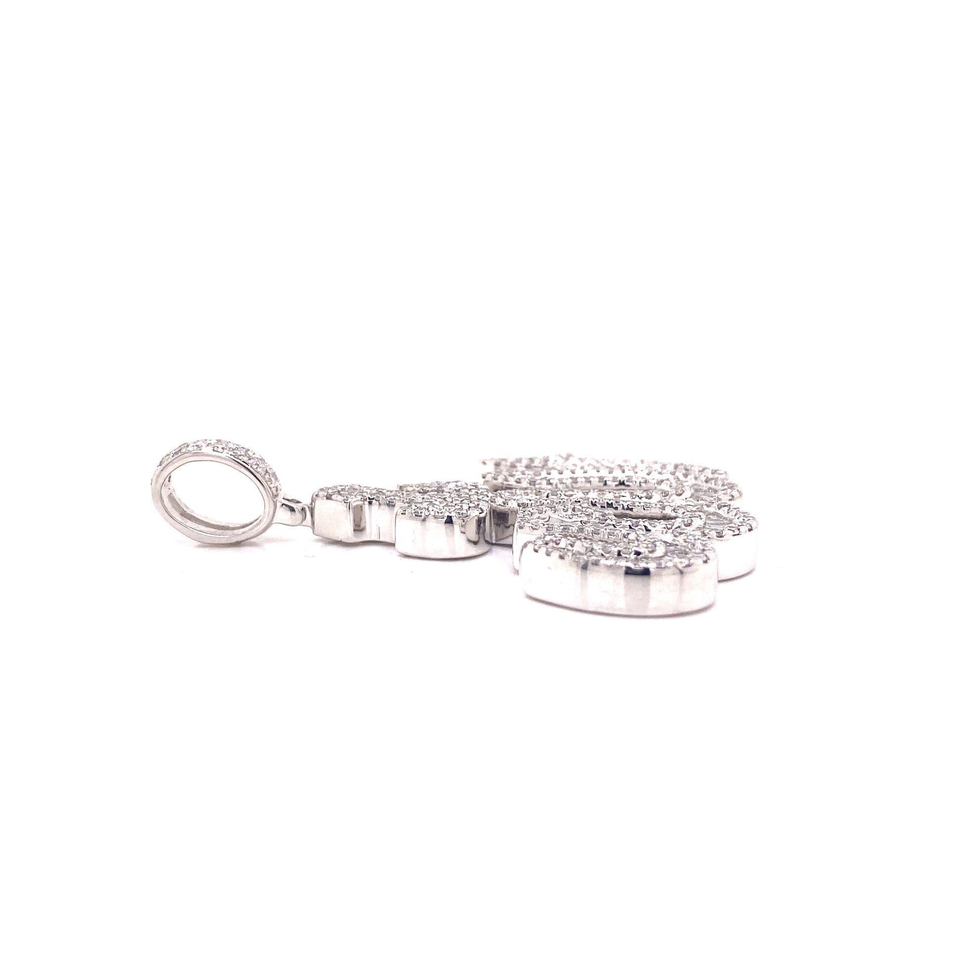 White gold and diamond Allah pendant.