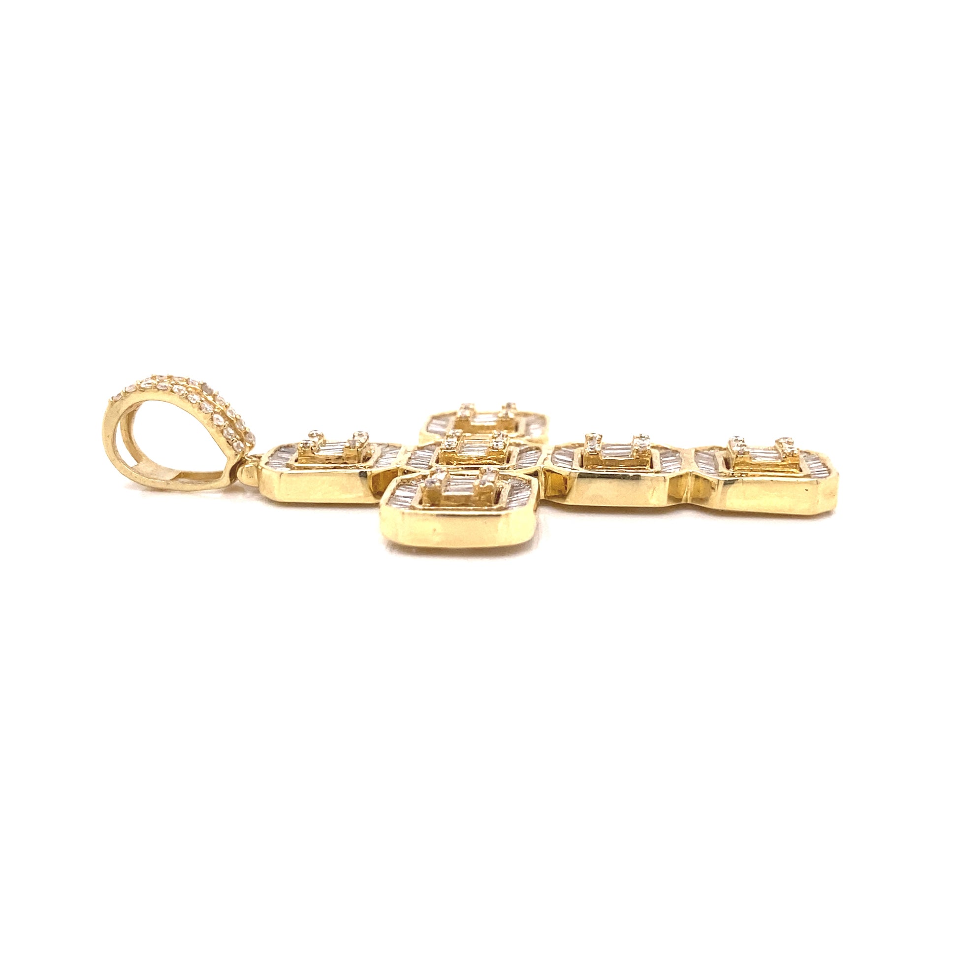 Yellow and diamond cross pendant. 
