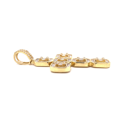 Yellow and diamond cross pendant. 